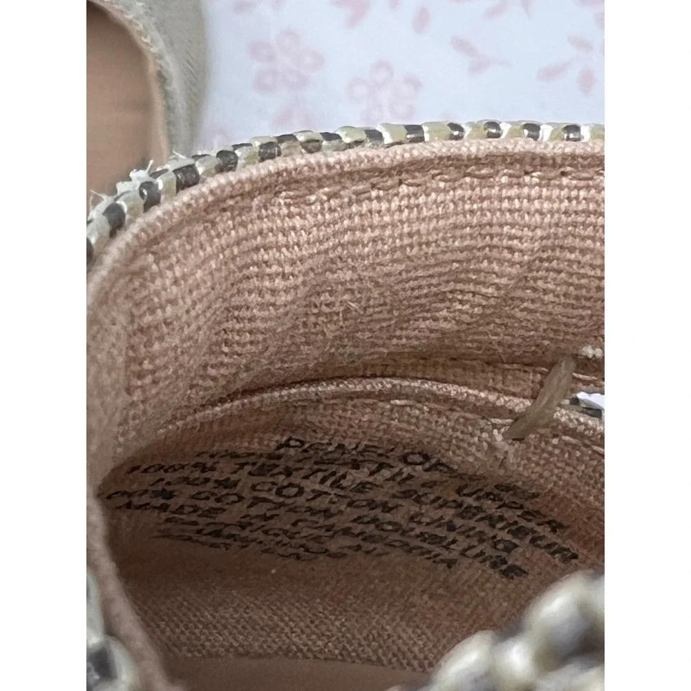 LAUREN Ralph Lauren Penelopie Espadrille Wedge Women 6 Silver Metallic Straw New